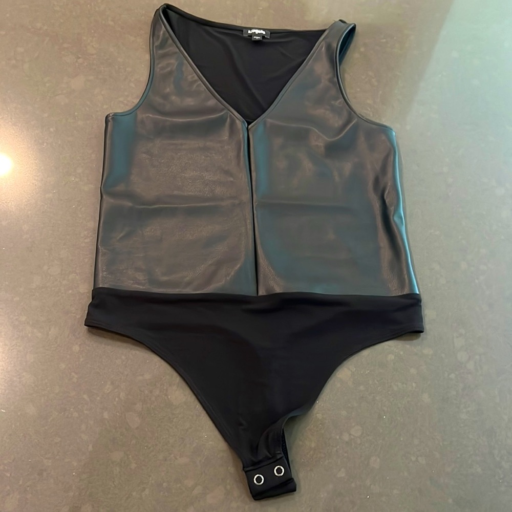 Express faux leather bodysuit size medium